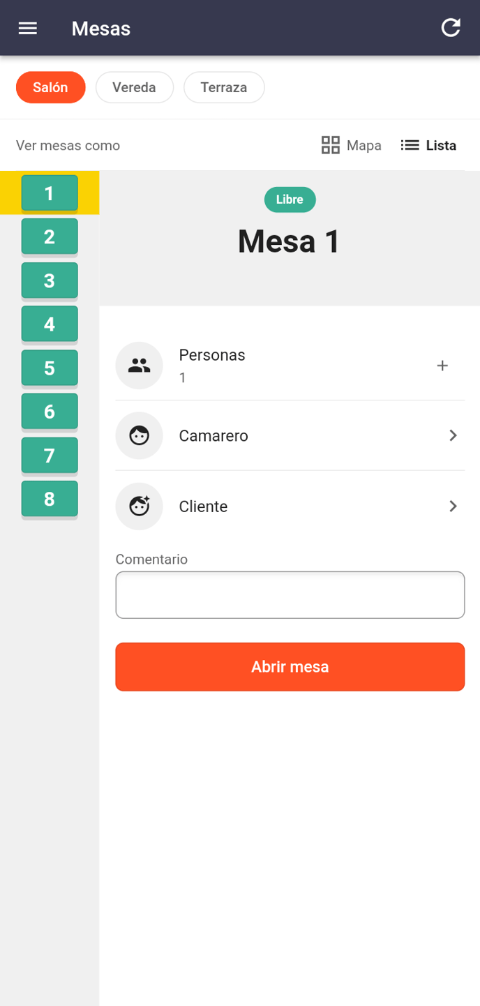 1.abrir mesa lista